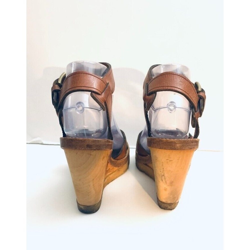 Isabel Marant 7 Hardy Brown Leather Wedge Heel Ankle Strap Buckle $695 - Picture 4 of 9